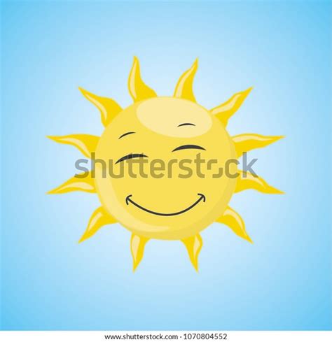 Yellow Simple Smiling Sun Closed Eyes Stock Vector Royalty Free