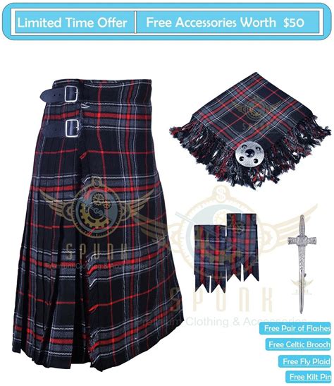 Scottish 8 Yard Kilt Highlander Traditional 8 Yard Tartan Kilts With