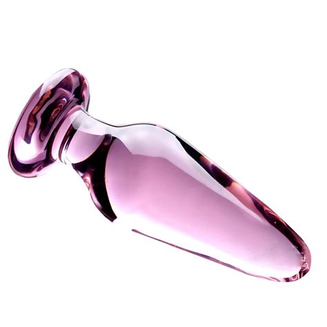 Pink Crystal Anus Butt Plugs Pyrex Glass Anal Dildos Ball Bead Fake Penis Female Masturbation