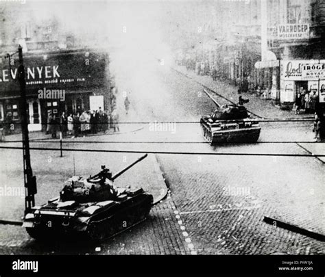 Soviet Union Tanks In The Streets Budapest Hungary 1956 Stock Photo