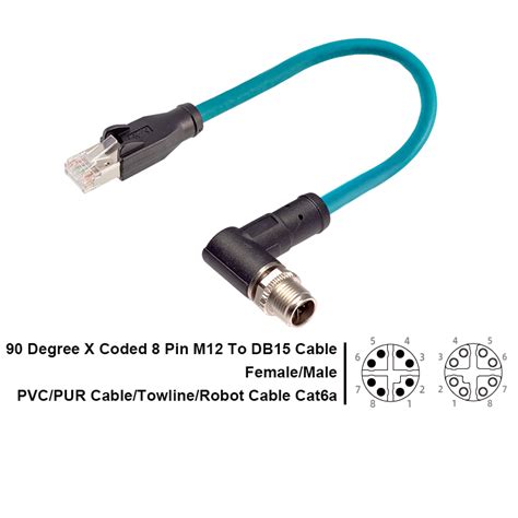 Male Female M12 X Coded Connector 8 Pin Ethernet Cable To Rj45 Adapter
