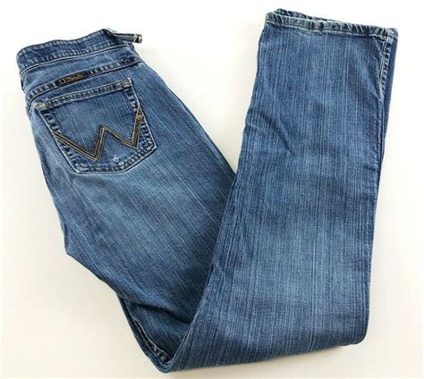 Q Baby Wrangler Jeans Womens 5 6 X 34 No Gap Waist Blue Denim Q Baby