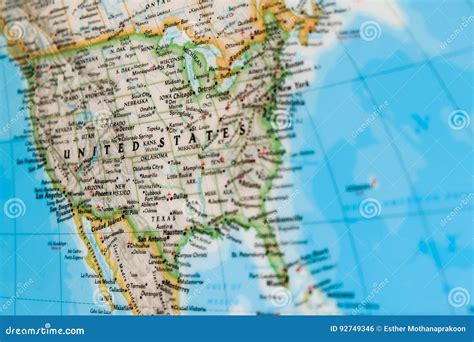Focus On United States On The World Map Stock Photo Image Of