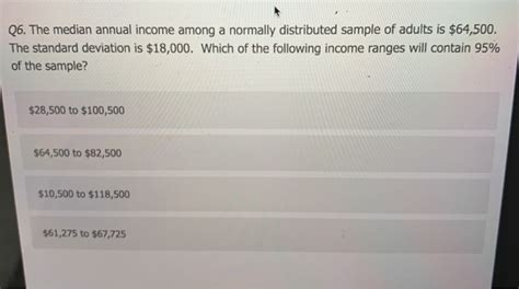 Solved Q6 The Median Annual Income Among A Normally