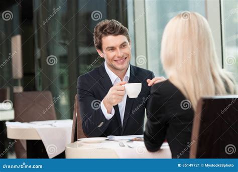 Smiling Businessman Drinking Coffee Stock Image Image Of Male