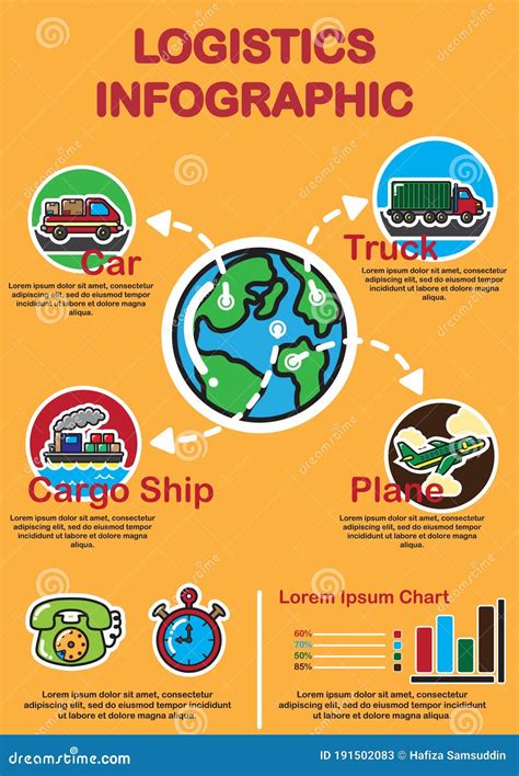 Logistics Infographic Vector Illustration Decorative Design Stock