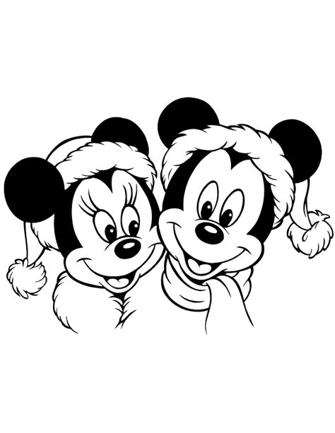 Mickey And Minnie Mouse Christmas Holiday Coloring Page Páginas Para