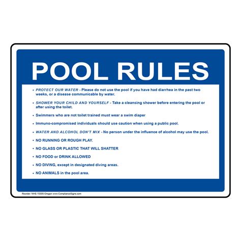 White Recreation Sign Pool Rules Sign Policies Regulations