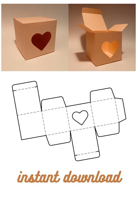 Heart Box Template Heart Gift Box Box With Window Love Gift Box