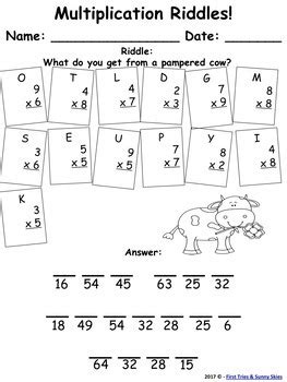 multiplication facts riddles single digit multiplication worksheets