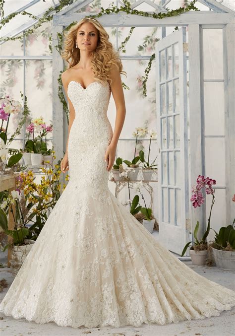 The wedding dress does not include any accessories such as. Allover Lace Mermaid Wedding Dress with Pearls | Morilee