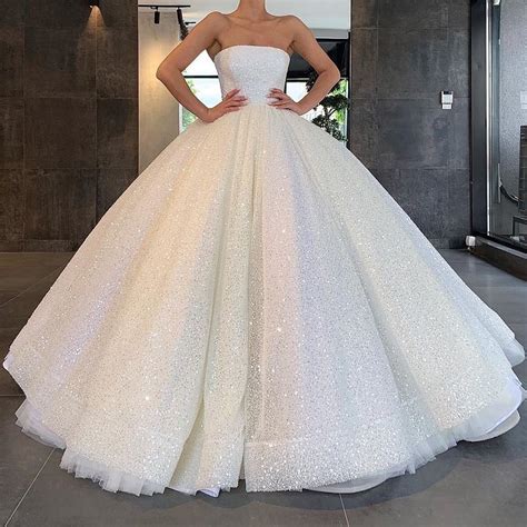 glitter strapless ball gown wedding dresses sparkly bridal gown ow673 uk