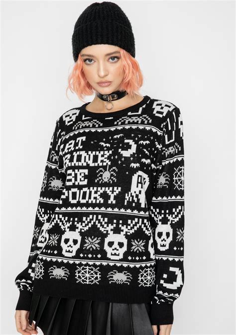 Too Fast Eat Drink N Be Spooky Knit Sweater Knitted Sweaters