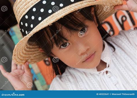 Portrait Of Little Girl Wearing A Hat Stock Image Image Of Portrait