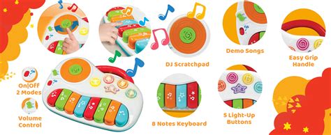 Kiddolab Toddler Piano And Learning Toy With Dj Mixer Colorful Kids