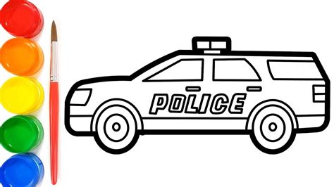 How To Draw A Police Car For Kids Coloring Page For Kids Preschool