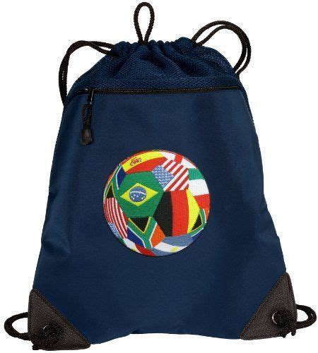 World Soccer Ball Drawstring Bag Backpack International Flags Soccer
