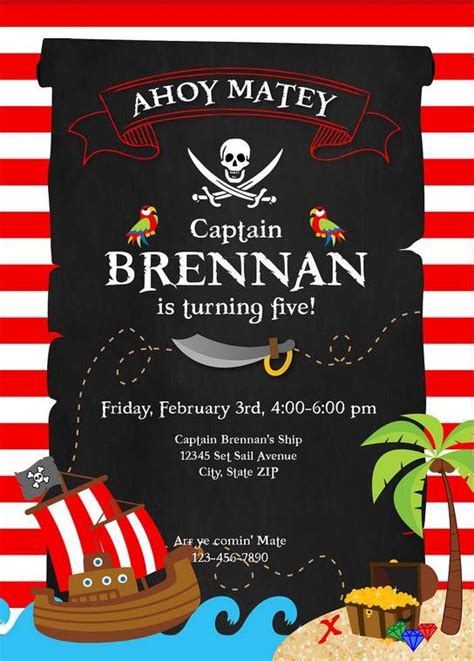 Free Printable Pirate Party Invitations Template Download Hundreds