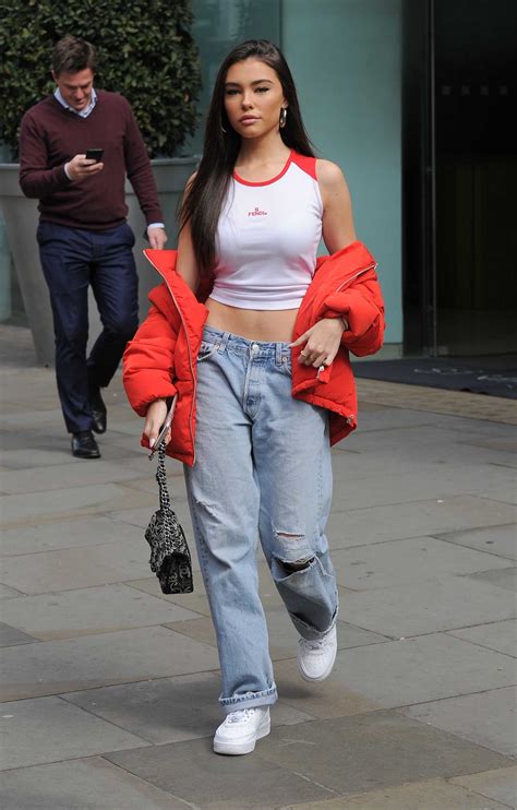 madison beer in a white nike sneakers was seen out in london celeb donut