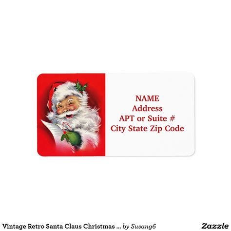 Vintage Retro Santa Claus Christmas Return Address Label Zazzle Com