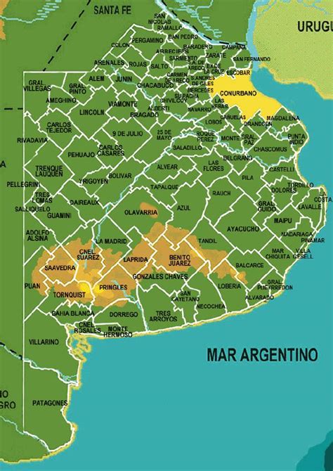 Mapa De Los Municipios De La Provincia De Buenos Aires Argentina