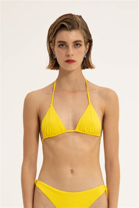 Elena Yellow Triangle Bikini Top Vassia Kostara