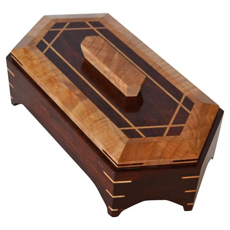 Vintage Two Tone Handcrafted Decorative Mahogany Keepsake Wooden Box