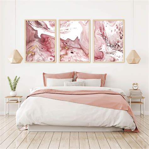 Set Of 3 Scandinavian Marble Prints Blush Pink Marble Blush Etsy