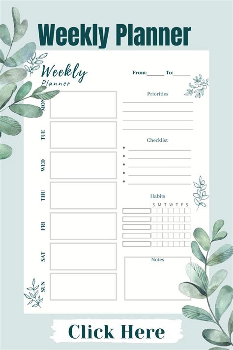 Weekly Printable To Do List For Getting Organized Weekly Planner