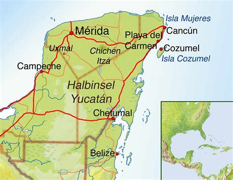 Road Map Yucatan Peninsula Mexico Wayne Baisey