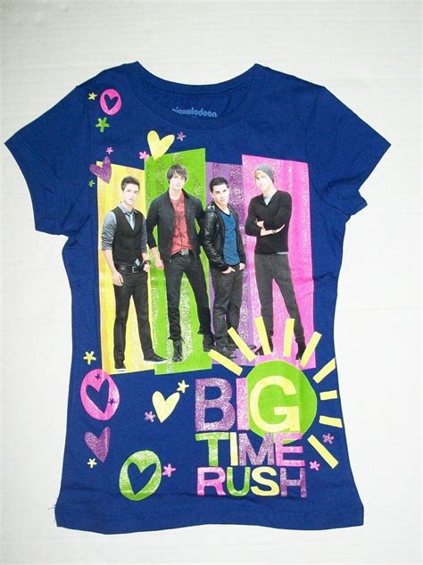 Nwt Girls Big Time Rush Blue T Shirt Sz 7 8 M Carlos James Logan