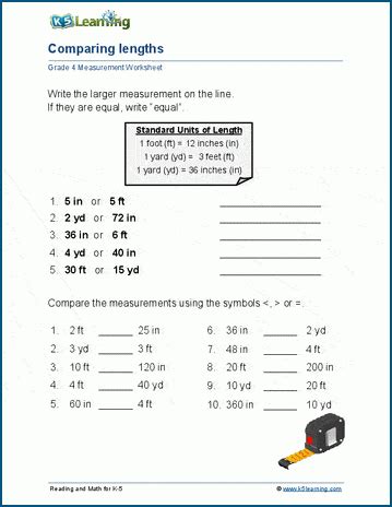 Comparing Lengths Worksheets K Learning