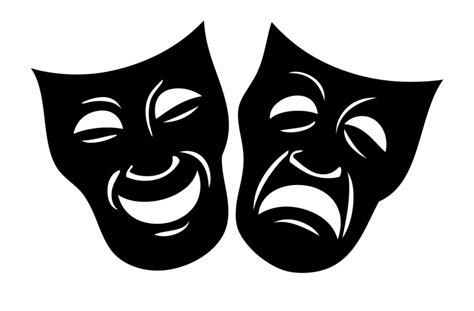 Drama Masks Black And White Clipart