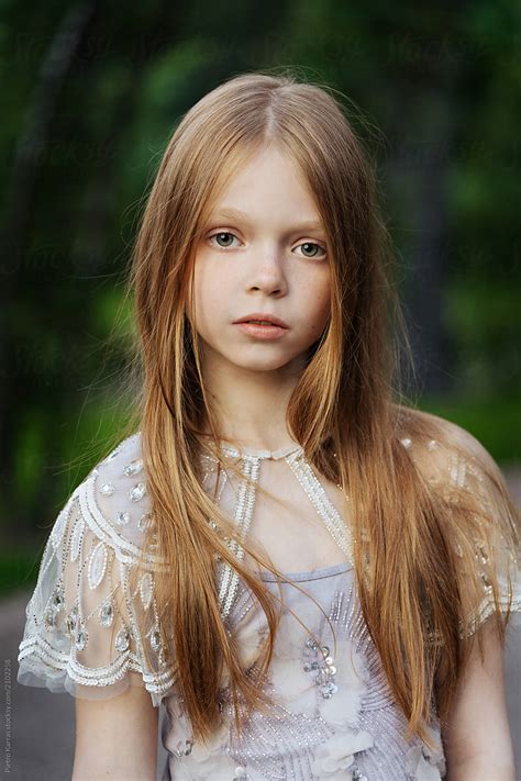 Beautiful Little Girl Wearing Fluffy Dress By Stocksy Contributor