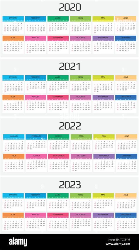 Kalender 2020 2021 2022 2023 Vorlage 12 Monate Gehören Holiday
