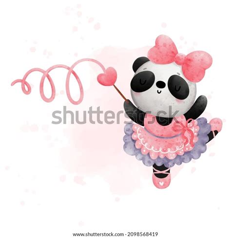 Ballerina Panda Dancing Panda Watercolor Vector Stock Vector Royalty