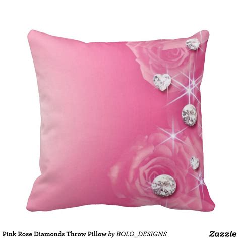 Pink Rose Diamonds Throw Pillow Throw Pillows Pink