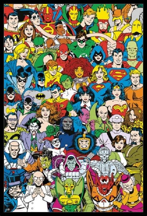 Dc Comics Retro Comic Characters Laminated And Framed Poster 24 X 36