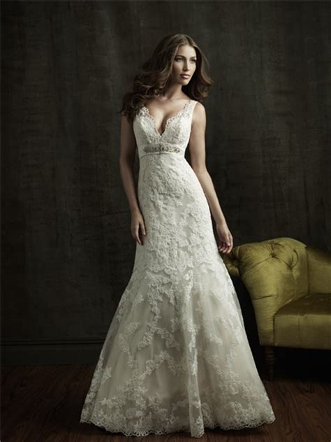 Lace v neck wedding dress. Sexy Mermaid V Neck Empire Waist Lace Wedding Dress With ...