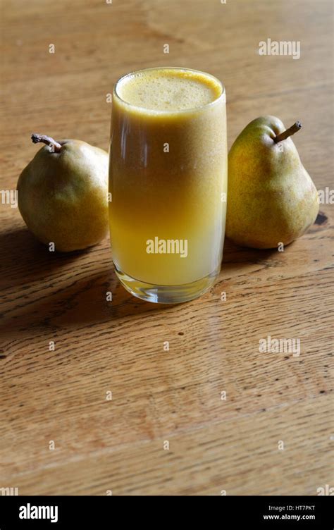 A Delicious Natural Fruit Juice With Pears Stock Photo Alamy