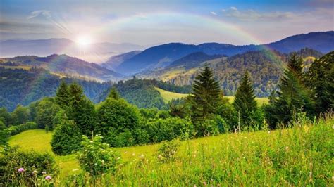Rainbow Over The Mountains Hd Wallpaper Wallpaperfx