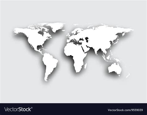 Gray 3d World Map Royalty Free Vector Image Vectorstock