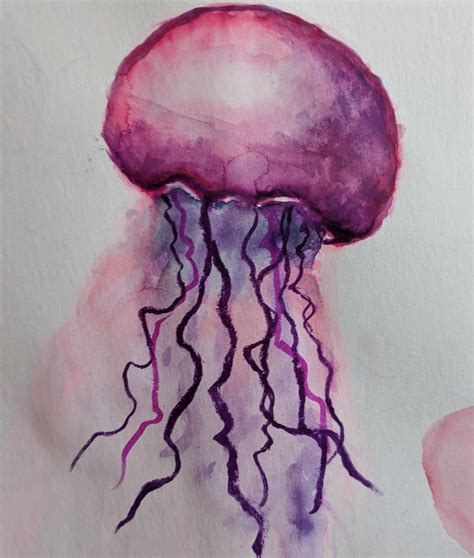 Simple Watercolor Jellyfish Painting In Watercolor Jellyfish