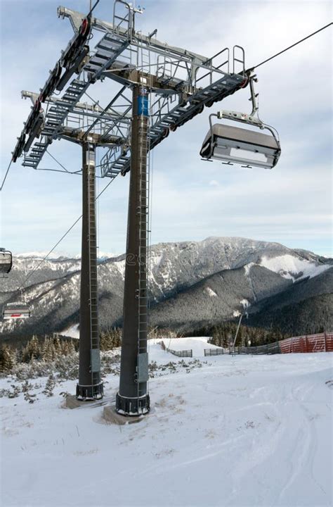 Winter Landscape With A Cable Cars Stock Photo Image Of Resort