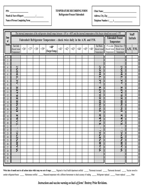 Refrigerator Temperature Log Template Excel Complete With Ease
