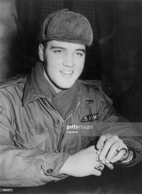 Us Rock N Roll Singer Elvis Presley In Military Uniform During His