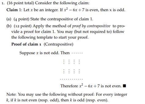 Solved Point Total Consider The Following Claim Chegg Com