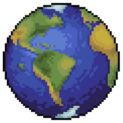 Premium Vector Pixel Art Planet Earth For Bit Game On White Background