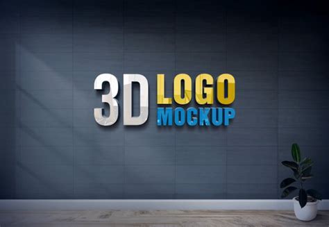 24 Best Free 3d Wall Logo Mockup Psd Templates Mockup Den
