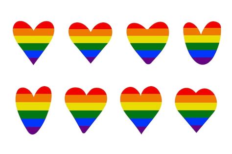 premium vector a set of different shaped hearts in the color of the lgbt flag vector